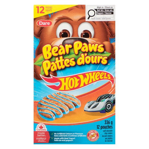 Dare Bear Paws Hot Wheels Soft Chocolate Chip Cookies 336 g
