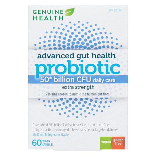 Genuine Health Advanced Gut Health Probiotic 50 Billions Vegan Capsules 60 Count
