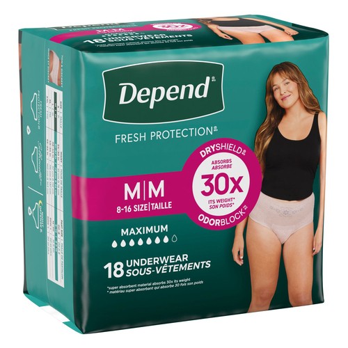 Depend Women's Underwear Medium 18 Pack