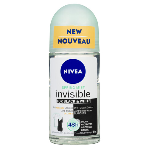 Nivea Invisible Black & White Roll On Antiperspirant Spring Mist 50 ml