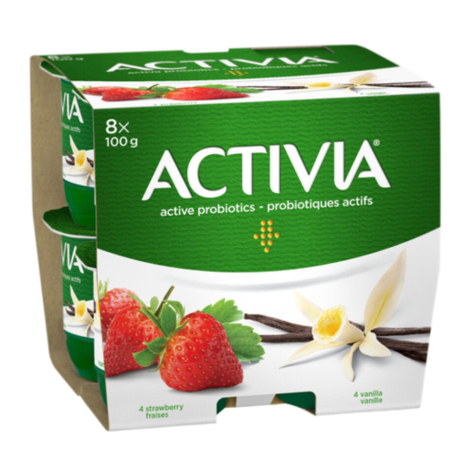 Activia Yogurt with Probiotics Strawberry Vanilla 8 x 100 g Voilà