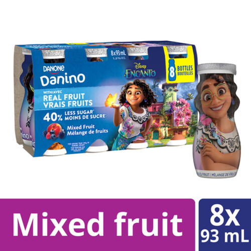 Danino Mixed Berry 1.5% Drinkable Yogurt For Kids  8 x 93 ml (bottles)