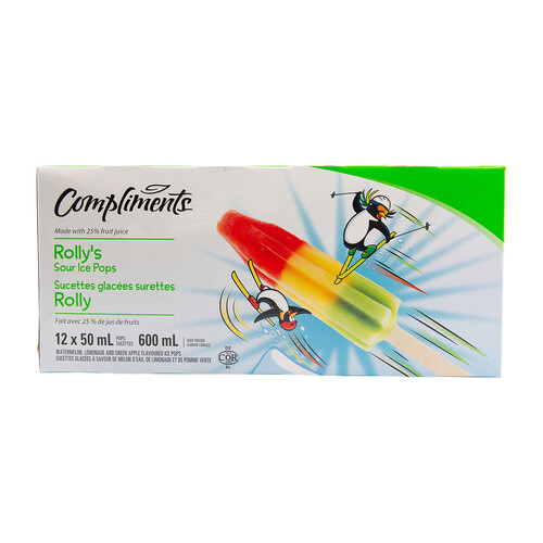 Compliments Rolly's Sour Ice Pops 12 x 50 ml