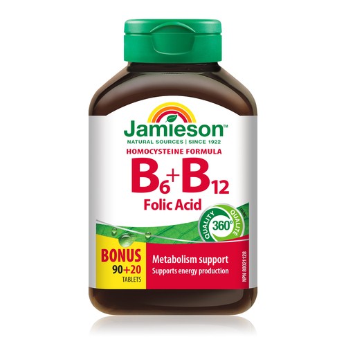 Jamieson Supplements B6 & B12 Folic Acid Tablets 110 Count
