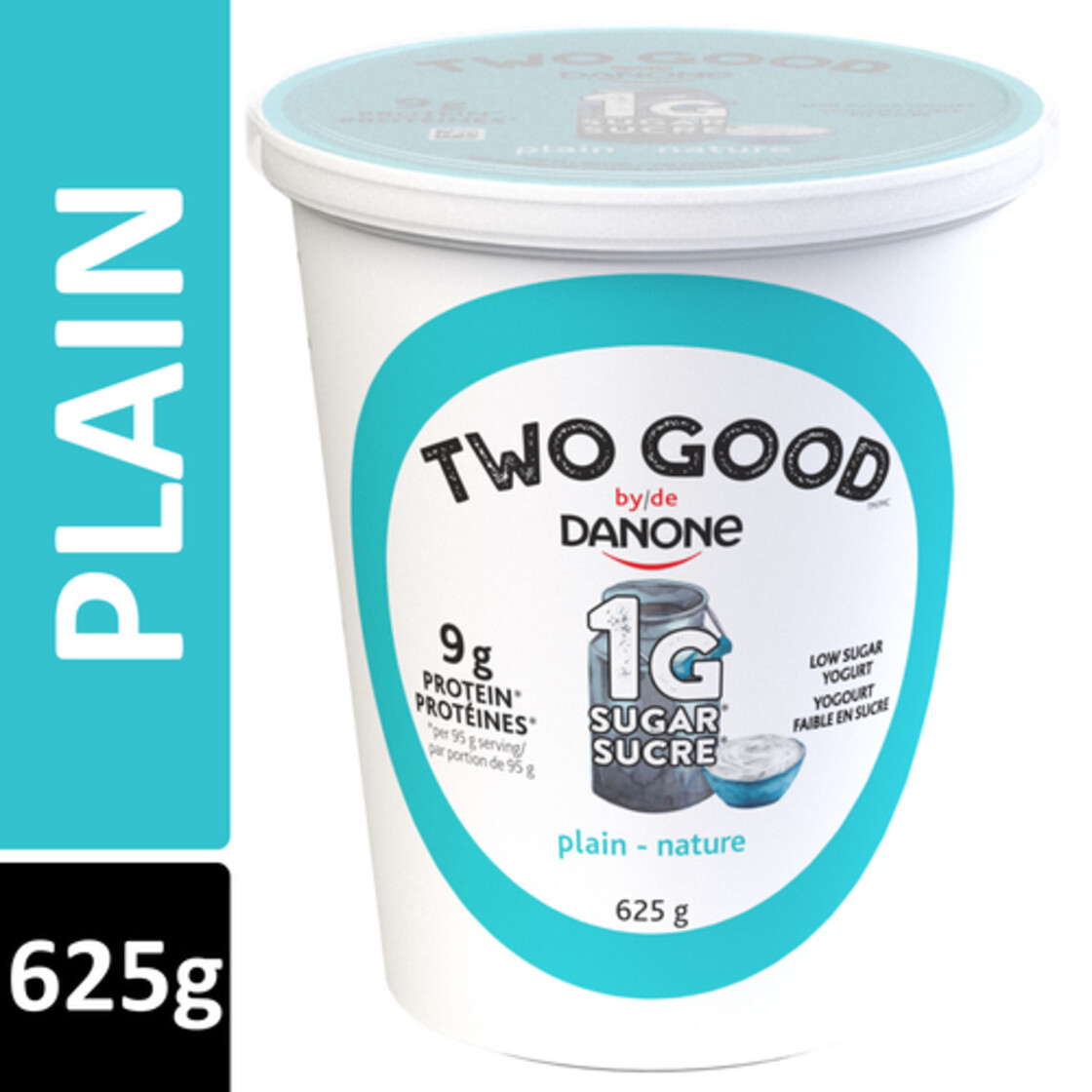 Two Good Low Sugar Plain Yogurt 1g sugar 9g Protein 625 g Voilà