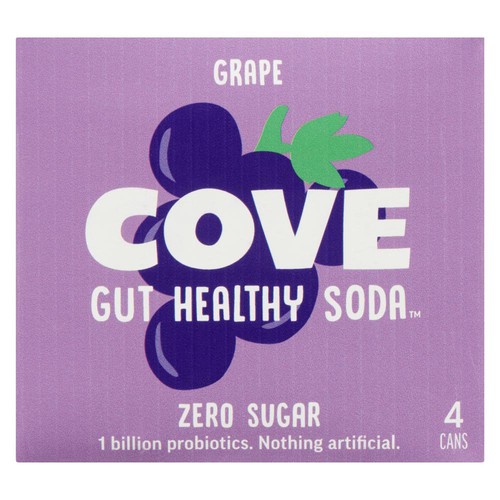 Cove Kombucha Gut Healthy Grape Soda 4 x 355 ml (cans)