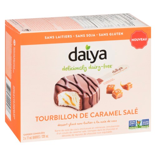 Daiya Dairy-Free Frozen Dessert Bar Salted Caramel Swirl 3 x 77 ml