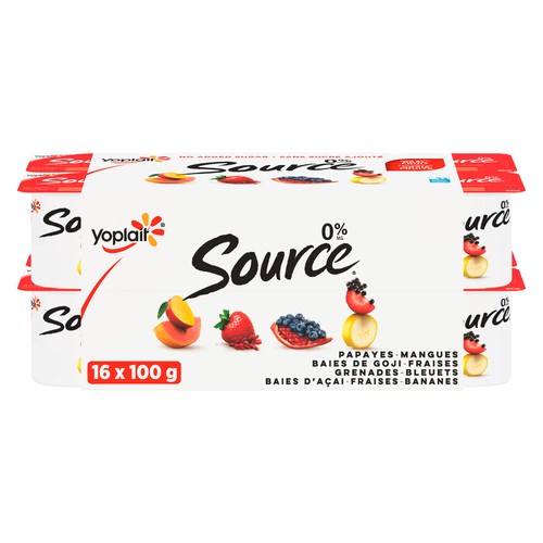Yoplait Source 0% Yogurt Super Fruit Assorted Flavour 16 x 100 g
