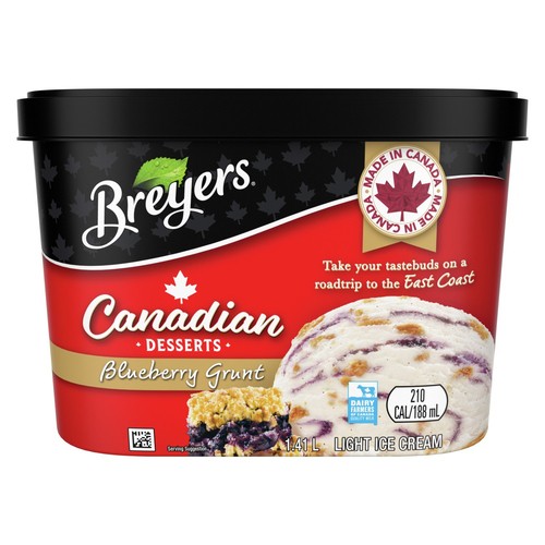 Breyers Canadian Desserts Blueberry gunt Light Ice Cream Locally Inspired 1.41 L