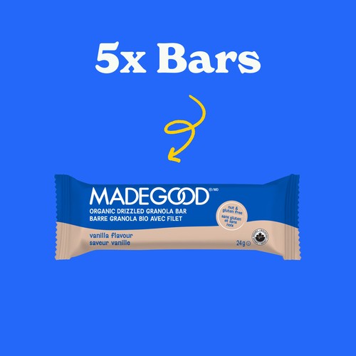 MadeGood Drizzled Granola Bars Vanilla Chocolate 5 x 24 g