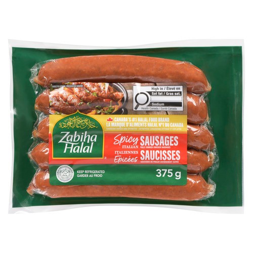 Zabiha Halal Italian Chicken Sausages Spicy 375 g