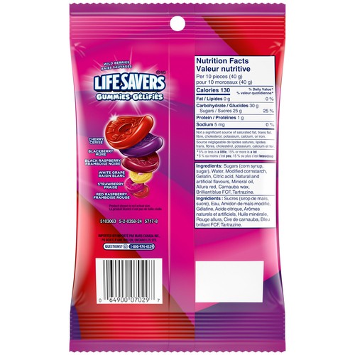 Life Savers Gummies Candy Wild Berry Bag 180 g
