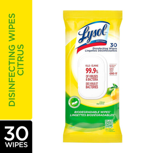 Lysol Disinfecting Wipes Citrus Flat Pack 30 Count