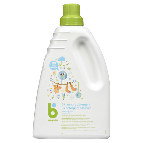 Babyganics Laundry Detergent Fragrance Free 60 Loads 1.77 L