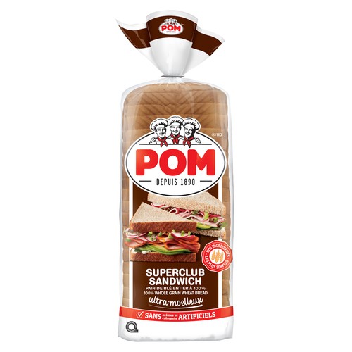 POM 100% Whole Grain Wheat Sandwich Bread Ultra Moelleux Superclub 675 g