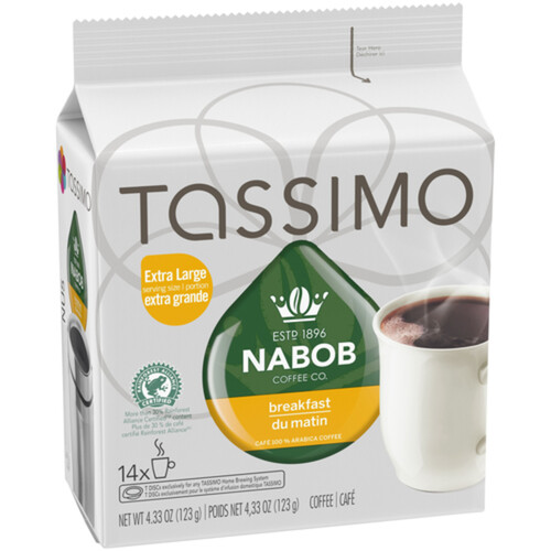 Tassimo Nabob Coffee Pods Breakfast Blend Extra Large Serve 14 T-Discs 123 g