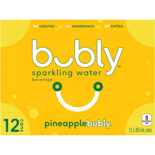 Bubly Sparkling Water Pineapple 12 x 355 ml (cans)