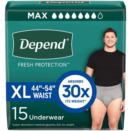 Depend Extra Large Men's Underwear 15 Count