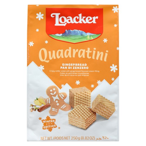 Loacker Quadratini Crispy Wafer Cubes Cream Filled Gingerbread 250 g