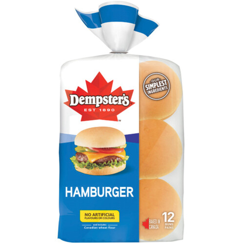 Dempster's Hamburger Buns White 12 Pack 540 g