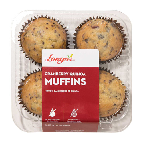 Longo's Muffins Cranberry Quinoa 4 Pack 340 g 