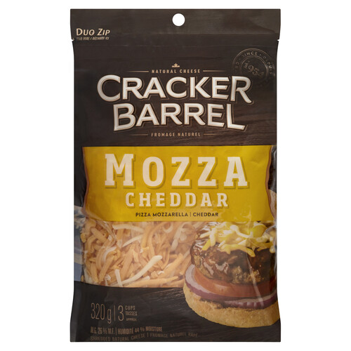 Cracker Barrel Shredded Cheese Mozzarella Cheddar 320 g