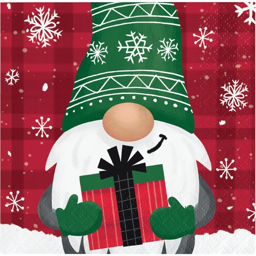 Creative Converting Napkins Beverage Holiday Gnomes 16 Count