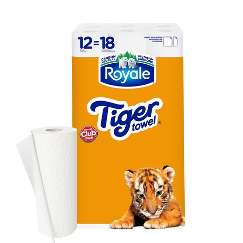 Royale Tiger Towel Paper Towel 12 Equal 18 Handy Half Sheet Rolls