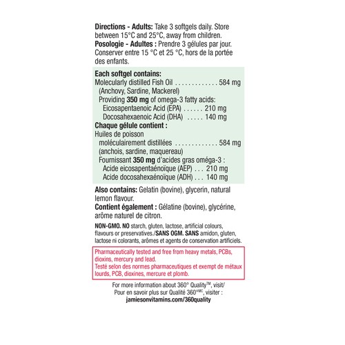 Jamieson Omega-3 Mini Vitamins Extra Strength Small Softgels 200 Count