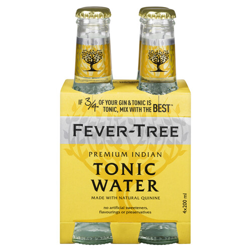 Fever-Tree Tonic Water Premium Indian 4 x 200 ml (Bottles)