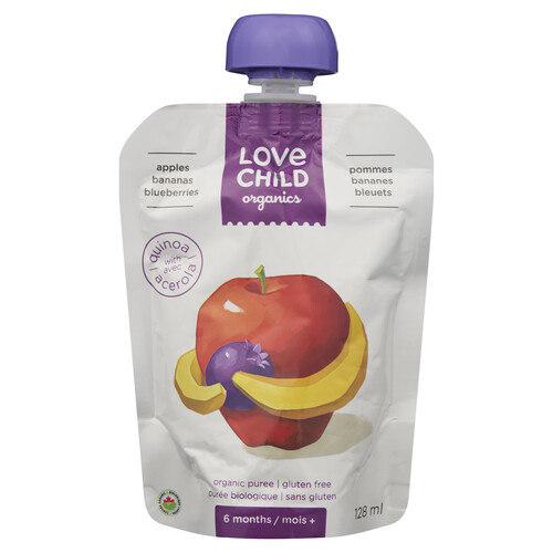 Love Child Organics Baby Food Apple Banana Blueberry 128 ml