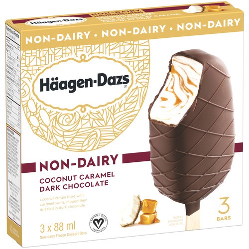 Häagen-Dazs Dairy-Free Frozen Dessert Bars Coconut Caramel Dark Chocolate 3 x 88 ml