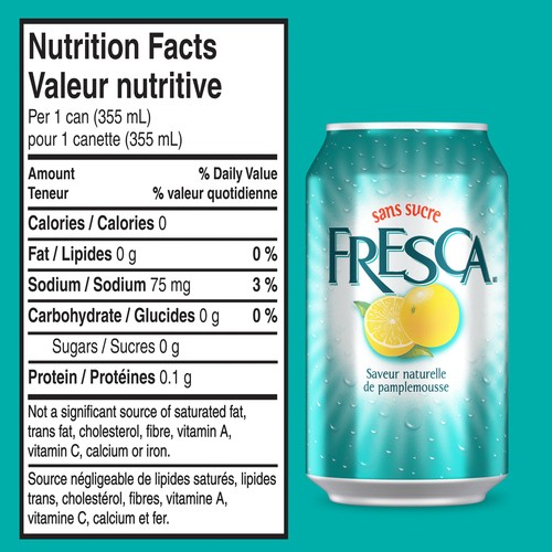Fresca Sugar-Free Soda Grapefruit Fridge Pack 12 x 355 ml (cans)