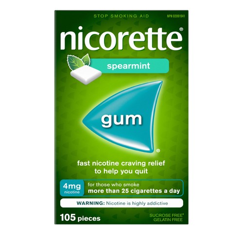 Nicorette Gum Nicotine 4 mg Spearmint Flavour 105 Pieces