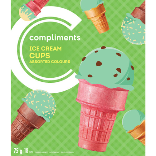Compliments Ice Cream Cups Assorted Colours 18 EA