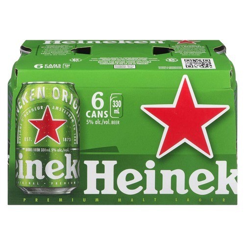 Heineken Beer Lager 5% Alcohol 6 x 330 ml (cans)