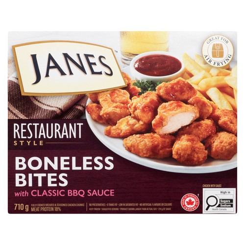 Janes Frozen Boneless Bites BBQ Hickory Chicken 710 g