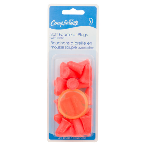 Compliments Ear Plugs Soft Foam 24 Plugs