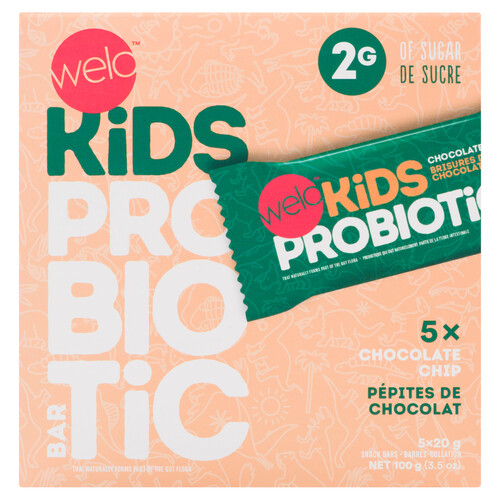 Welo Kids Probiotic Bars Chocolate Chip 5 x 20 g