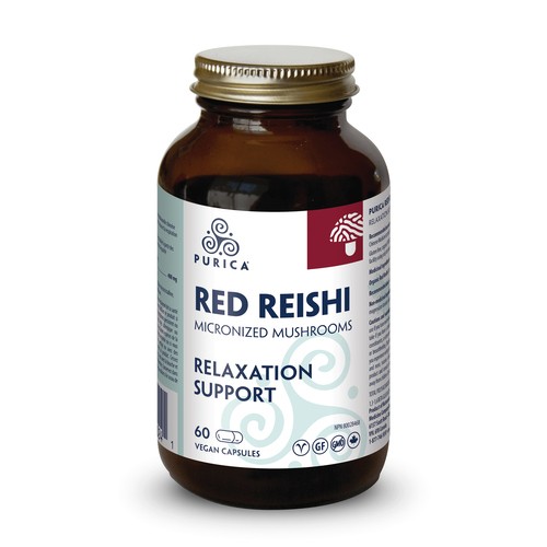 Purica Red Reishi Micronized Mushrooms Relaxation Support Vegan Caps 60 Count