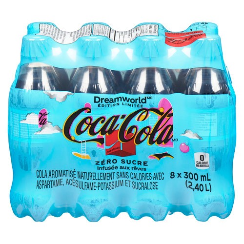 Coca-Cola Zero Sugar Dreamworld Soft Drink Dream Flavour 8 x 300 ml (bottles)