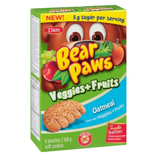 Dare Bear Paws Cookies Veggies & Fruit Oatmeal 6 Packs 168 g