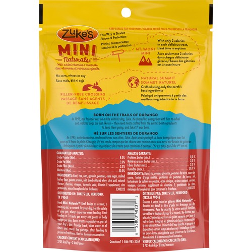 Zuke's Mini Naturals Dog Treats Tender Bites Beef Recipe 170 g