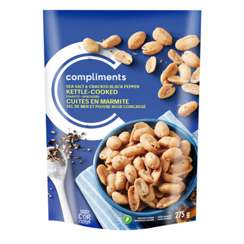 Compliments Peanuts Kettle Cooked Sea Salt & Black Pepper 275 g