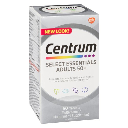 Centrum Multivitamin Supplement Select Essentials Adults 50+ 60 Count