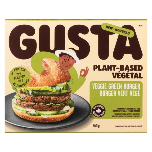 Gusta Foods Plant-Based Veggie Green Burger 360 g