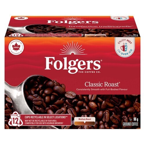 Folgers Gourmet Coffee Classic Roast 12 K-Cups 96 g