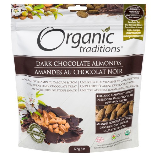 Organic Traditions Dark Chocolate Almonds 227 g