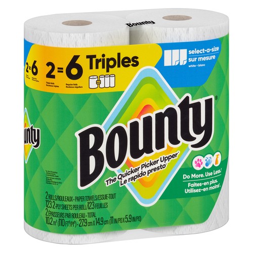 Bounty Paper Towel 2-Ply 2 Triple Rolls x 123 Sheets 