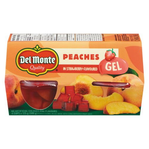 Del Monte Fruit Cups Peaches In Strawberry Flavoured Gel 4 x 125 g